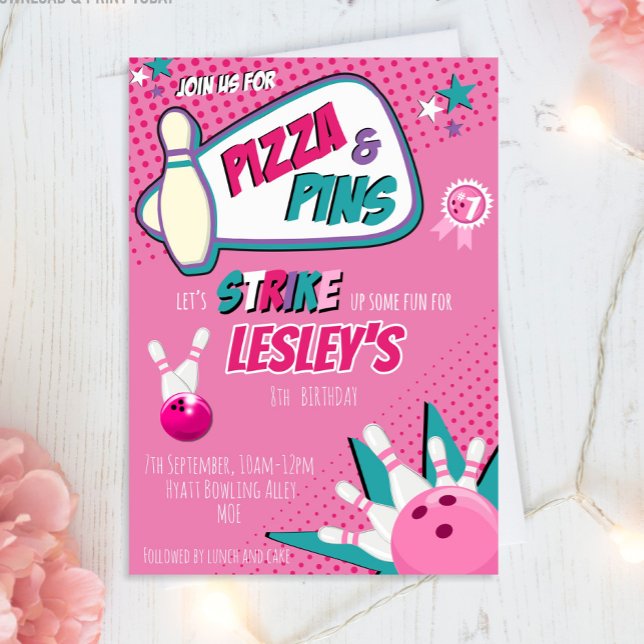 Bowling Birthday Einladung für Mädchen (Von Creator hochgeladen)