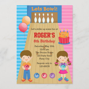 Bowling Birthday Invitations (Boy Girl Twins) Einladung
