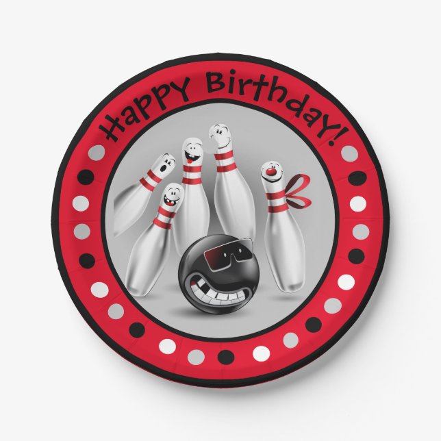 Bowling Birthday Party 7" Papier Teller (Vorderseite)