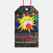 Bowling Birthday Party Danke, dass Sie die Tags ge