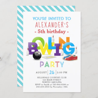 Bowling Birthday Party Einladung