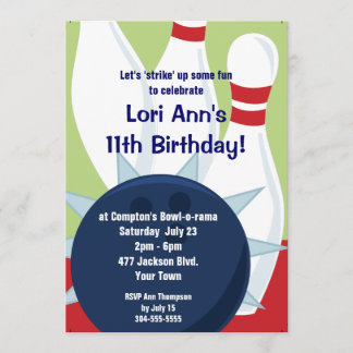Bowling Birthday Party Einladung