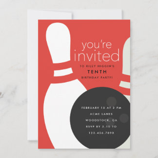 Bowling Birthday Party Einladung