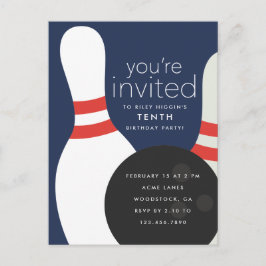 Bowling Birthday Party Einladungspostkarte