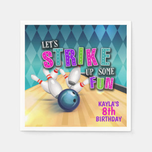 Bowling Birthday Party Napkin - Girl Serviette