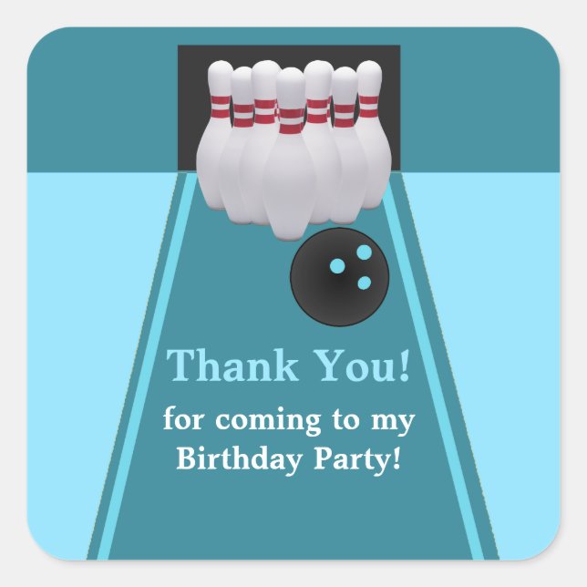 Bowling Birthday Party Sticker (Vorderseite)