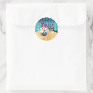 Bowling Birthday Sticker - Girl