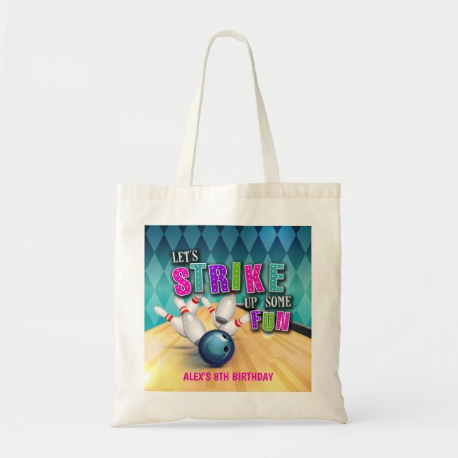 Bowling Birthday Tote Bag - Girl Tragetasche (Vorne)