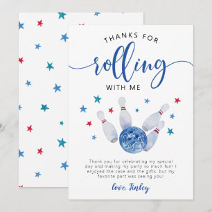Bowling Blau Geburtstags Dankeschön Fürs Mitrollen Dankeskarte