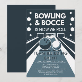 Bowling Bocce Team Gebäude Church Business Blue Einladung