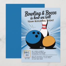 Bowling Bocce Team Gebäude Church Business Blue Einladung