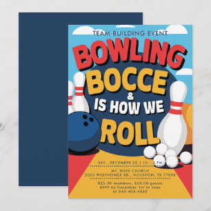 Bowling Bocce Team Gebäude Church Business Bold Einladung