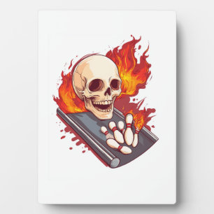 Bowling Bones � Lustiger Sport-Totenschädel Fotoplatte