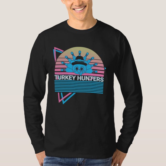 Bowling Bowler Retro Turkey Hunters T-Shirt (Vorderseite)