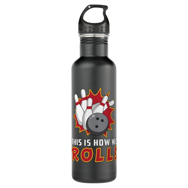 Bowling Bowler Strike Sport Team Bowl Funny Gesche Edelstahlflasche (Vorderseite)