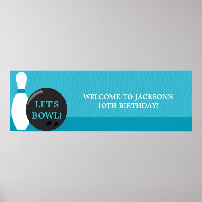 Bowling Boy Birthday Party Banner Poster (Vorne)