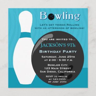 Bowling Boy Birthday Party Einladung