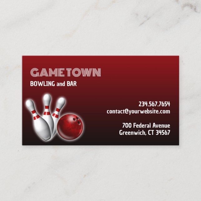 Bowling Business Card Visitenkarte (Vorderseite)