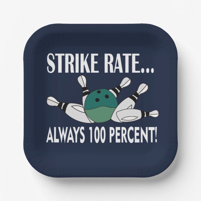 Bowling Button Ball Strike Team Party Pappteller (Vorderseite)