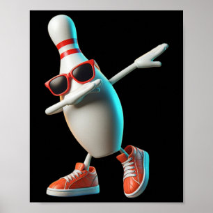 Bowling Button Dabbing Sungles Bowler Player Kids  Poster