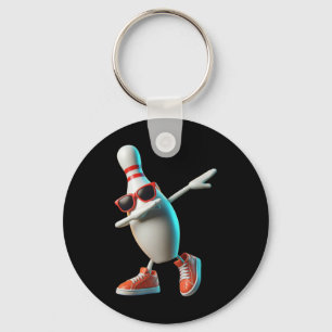 Bowling Button Dabbing Sungles Bowler Player Kids Schlüsselanhänger