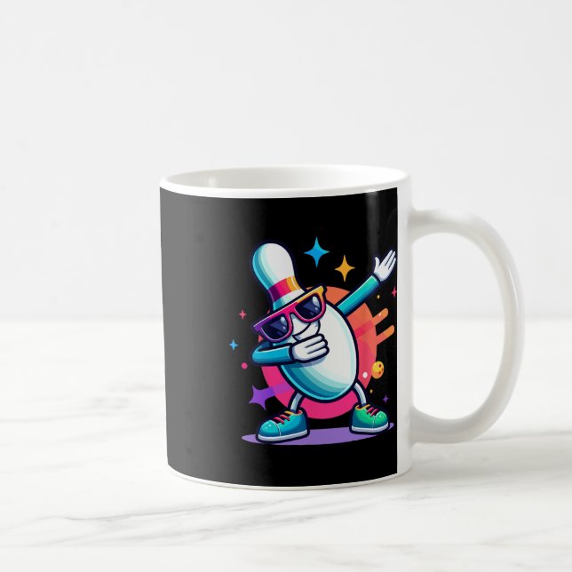 Bowling Button Dabbing Sungles Bowler Player Kinde Kaffeetasse (Rechts)