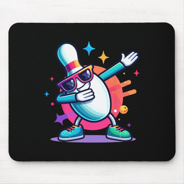 Bowling Button Dabbing Sungles Bowler Player Kinde Mousepad (Vorne)