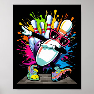 Bowling Button Dabbing Sungles Bowler Player Kinde Poster