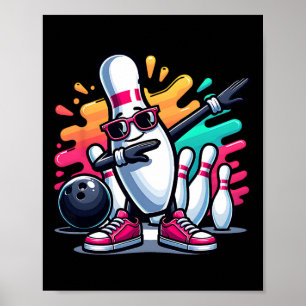 Bowling Button Dabbing Sungles Bowler Player Kinde Poster