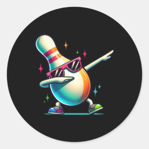 Bowling Button Dabbing Sungles Bowler Player Kinde Runder Aufkleber