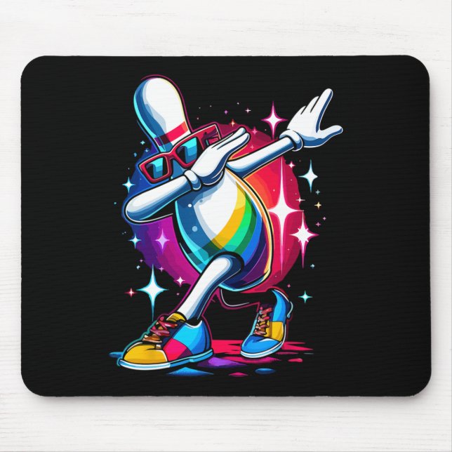 Bowling Button Dabbing Sungles Bowler Player Mousepad (Vorne)