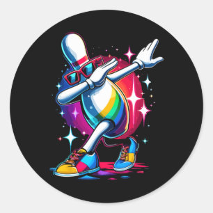 Bowling Button Dabbing Sungles Bowler Player Runder Aufkleber