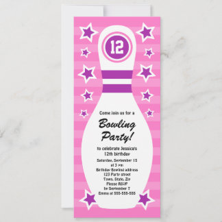 Bowling Button Geburtstagsfeier Einladung zu Stars