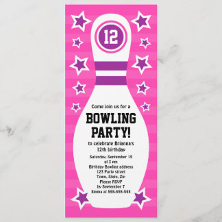 Bowling Button Geburtstagsfeier mit Stars Einladung