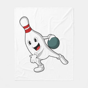 Bowling Button im Bowling mit Bowlingball Fleecedecke