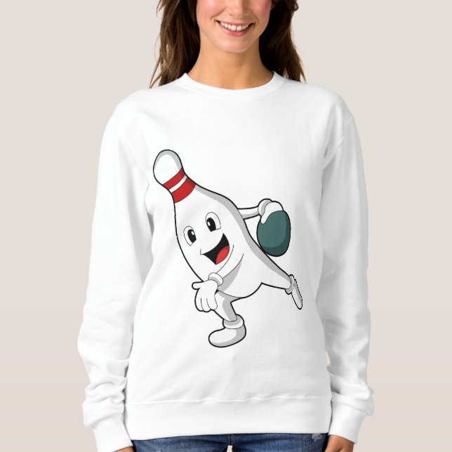 Bowling Button im Bowling mit Bowlingball Sweatshirt (Vorderseite)