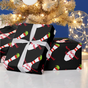 Bowling Button mit Elch personalisiert Weihnachten Geschenkpapier
