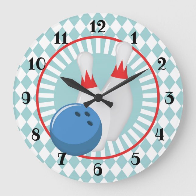 Bowling Buttone - Bowling Ball - Niedliche Sportar Große Wanduhr (Vorderseite)