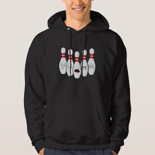 Bowling Buttone Bowling Bowler Sports Hoodie (Vorderseite)