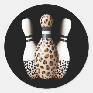 Bowling Buttone Leopard Cheetah Print Bowler Sport Runder Aufkleber
