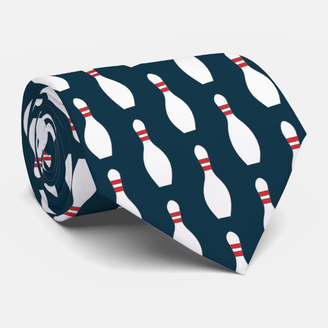 Bowling Buttone Muster Aquamarin Blue Hintergrund Krawatte (Gerollt)