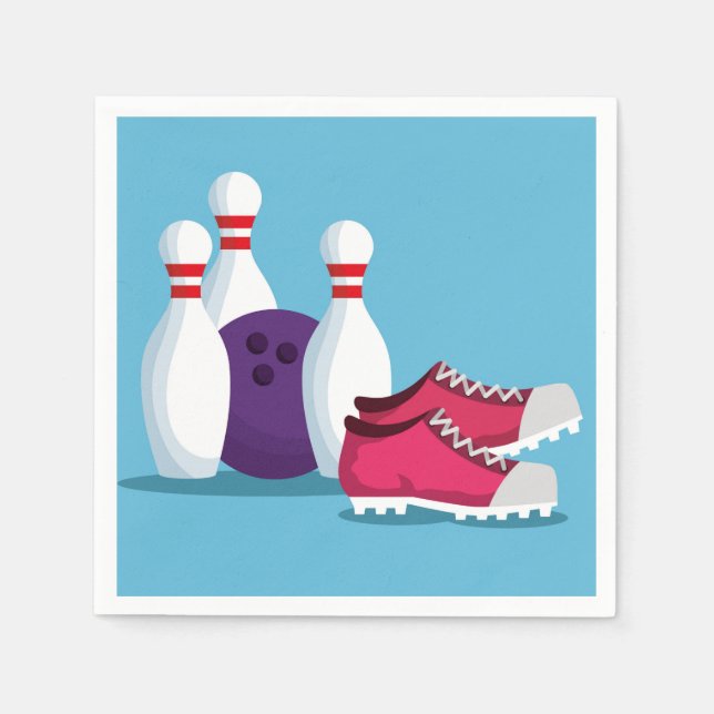 Bowling Buttone niedlich Bowling Geburtstagsparty Serviette (Vorderseite)