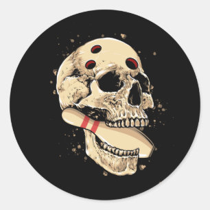 Bowling Buttone Retro Skeleton Leiter Bowler Hall Runder Aufkleber