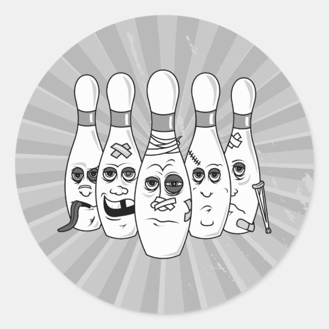 Bowling-Buttone Runder Aufkleber (Vorderseite)