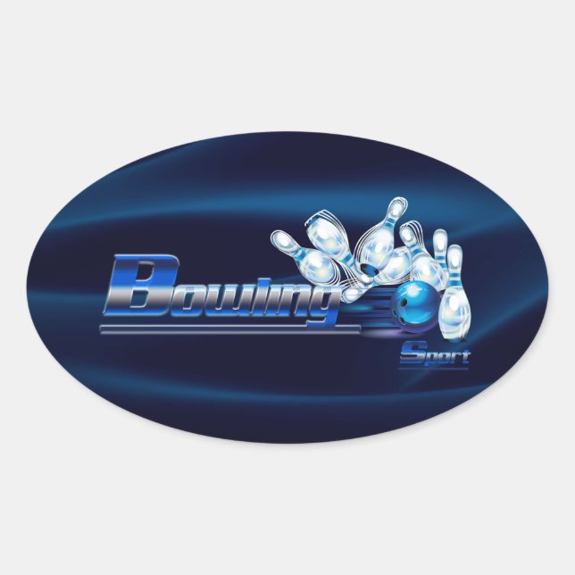 Bowling Buttone und Ball Ovaler Aufkleber (Vorderseite)