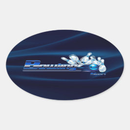 Bowling Buttone und Ball Ovaler Aufkleber