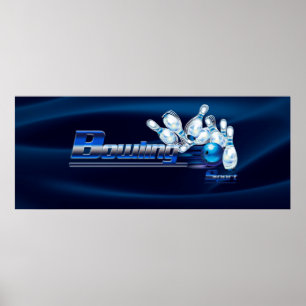 Bowling Buttone und Ball Poster