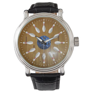 Bowling-Buttone und Kugellederuhr Armbanduhr