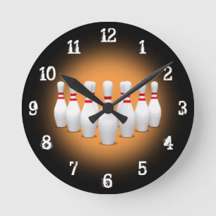 Bowling Buttone: Wall-Uhr Runde Wanduhr