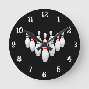 Bowling Buttone: Wall-Uhr Runde Wanduhr